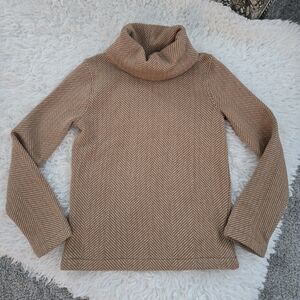 J.Crew Long-sleeve funnelneck pullover Sweater. Size xsmall. Huge Herringbone Ca